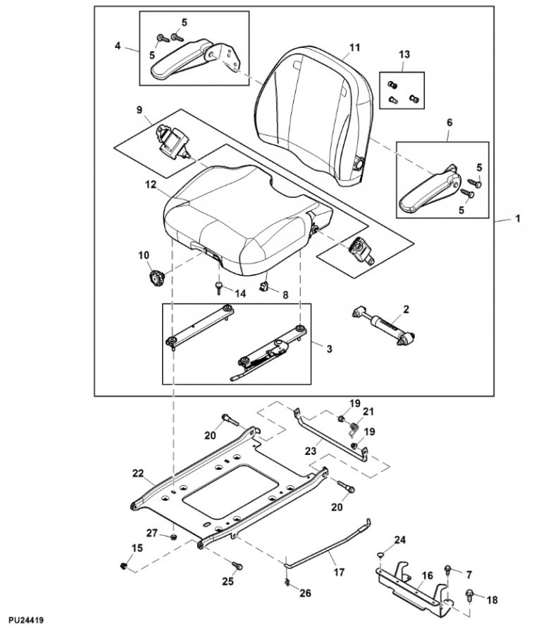 John Deere Deluxe Comfort Suspension Seat Weight Adjust Kit YA Seat