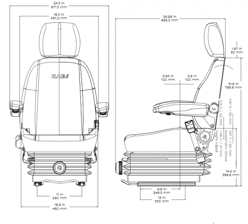 SUSPENSION SEAT MOWER, EXCAVATOR, CRANE, FORKLIFT, WHEEL LOADER, DOZER ...